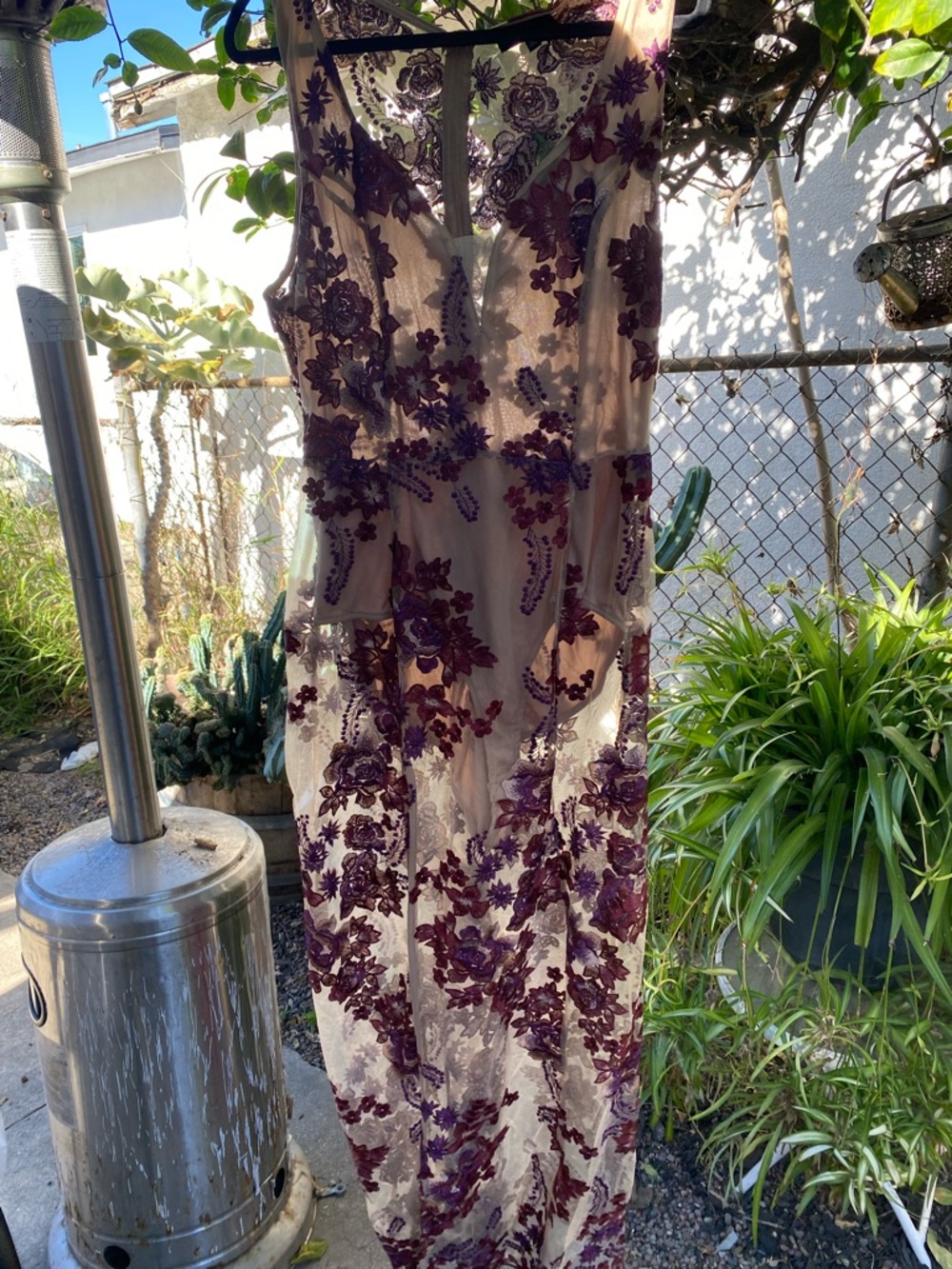 Sleeveless Floral Embroidered Maxi Dress in Purple - Picture 3 of 6